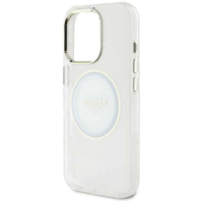 Husa premium pentru  iPhone 16 Pro Max compatibila MagSafe Guess Luxury Series - Clear