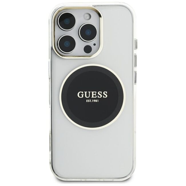 Husa premium pentru  iPhone 16 Pro Max compatibila MagSafe Guess Luxury Series - Clear