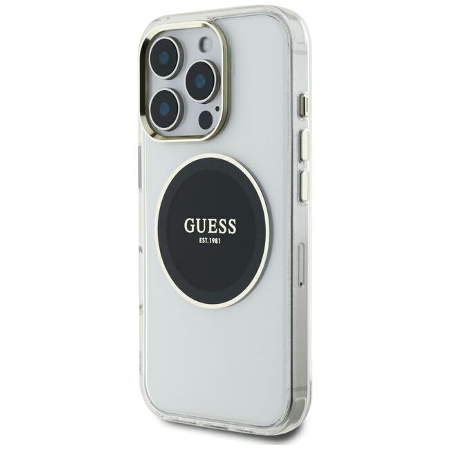 Husa premium pentru  iPhone 16 Pro Max compatibila MagSafe Guess Luxury Series - Clear