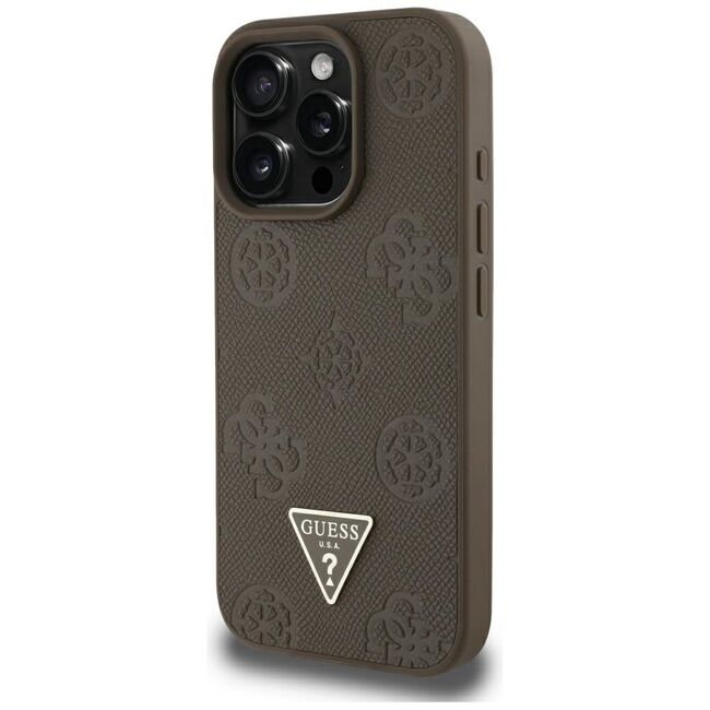 Husa premium pentru  iPhone 16 Pro Max compatibila MagSafe Guess Luxury Series - Maro