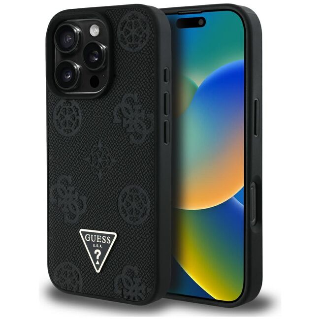 Husa premium pentru  iPhone 16 Pro Max compatibila MagSafe Guess Luxury Series - Negru