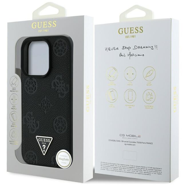 Husa premium pentru  iPhone 16 Pro Max compatibila MagSafe Guess Luxury Series - Negru
