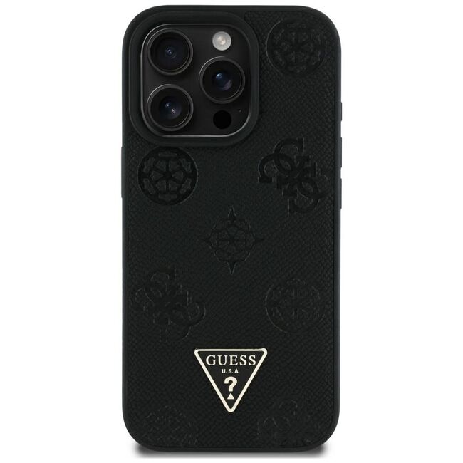 Husa premium pentru  iPhone 16 Pro Max compatibila MagSafe Guess Luxury Series - Negru