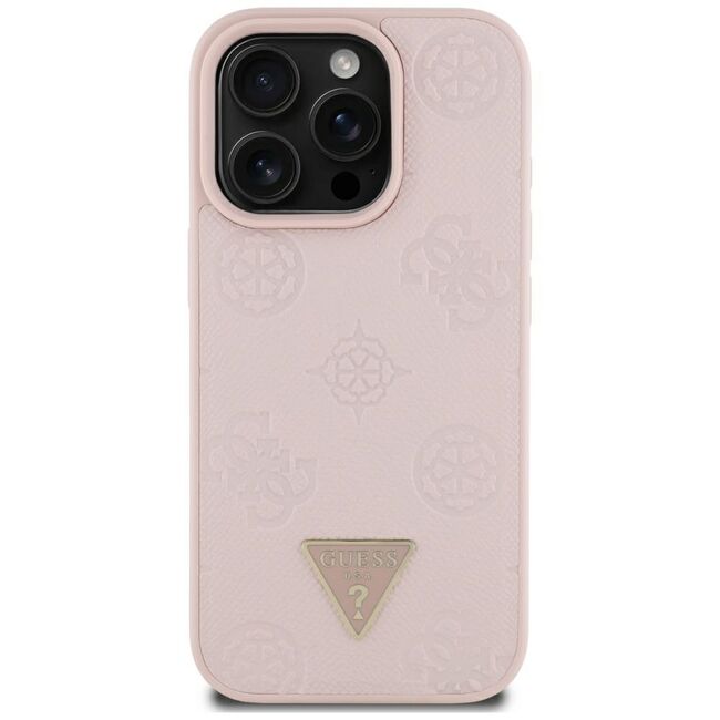 Husa premium pentru  iPhone 16 Pro Max compatibila MagSafe Guess Luxury Series - Roz