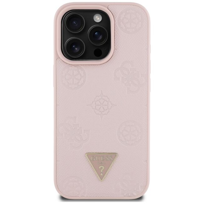 Husa premium pentru  iPhone 16 Pro compatibila MagSafe Guess Luxury Series - Roz