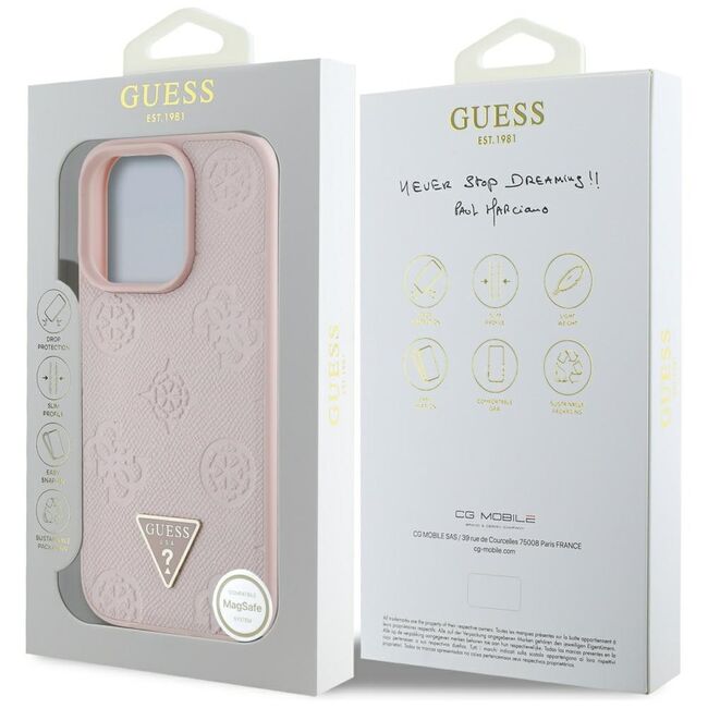 Husa premium pentru  iPhone 16 Pro compatibila MagSafe Guess Luxury Series - Roz