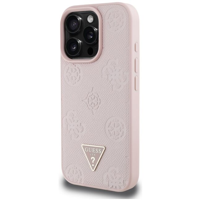 Husa premium pentru  iPhone 16 Pro compatibila MagSafe Guess Luxury Series - Roz