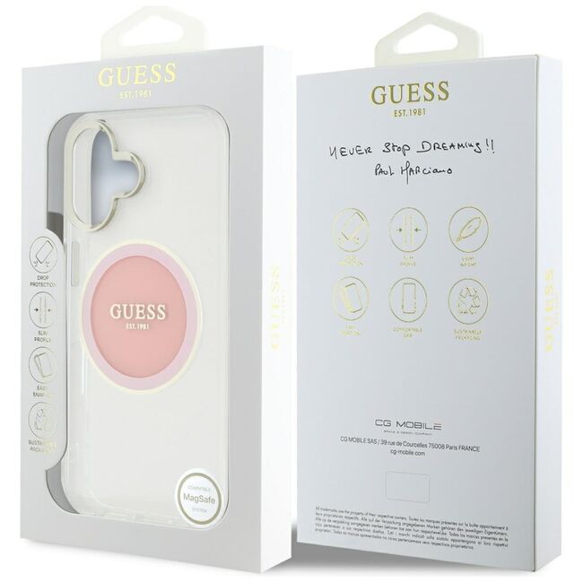 Husa premium pentru  iPhone 16 compatibila MagSafe Guess Luxury Series - Alb