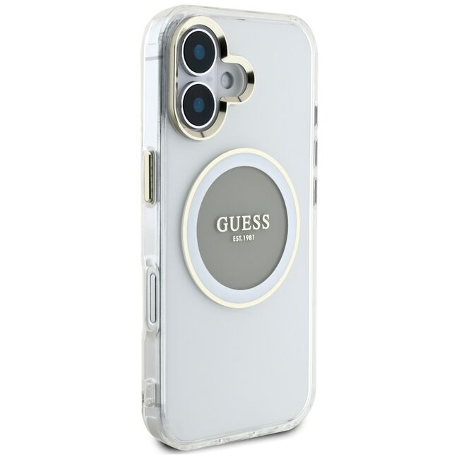 Husa premium pentru  iPhone 16 compatibila MagSafe Guess Luxury Series - Argintiu
