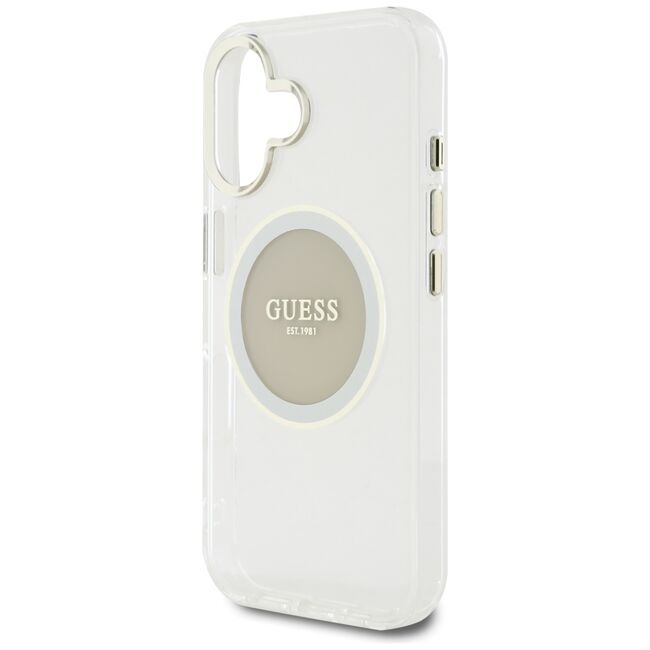 Husa premium pentru  iPhone 16 compatibila MagSafe Guess Luxury Series - Argintiu