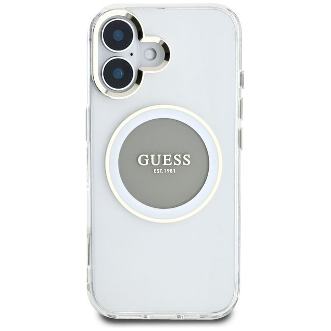Husa premium pentru  iPhone 16 compatibila MagSafe Guess Luxury Series - Argintiu