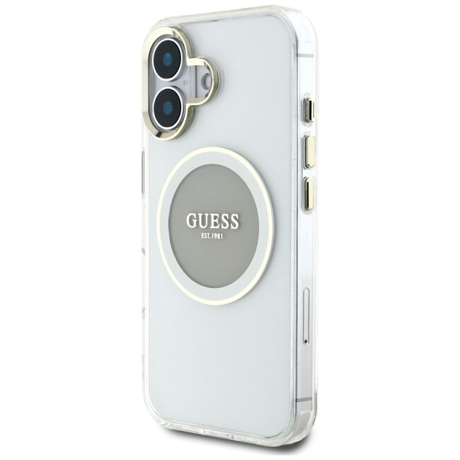 Husa premium pentru  iPhone 16 compatibila MagSafe Guess Luxury Series - Argintiu