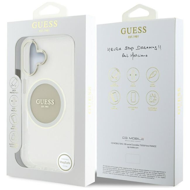 Husa premium pentru  iPhone 16 compatibila MagSafe Guess Luxury Series - Argintiu