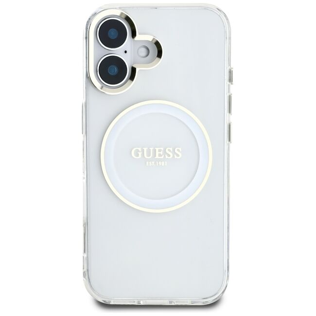 Husa premium pentru  iPhone 16 compatibila MagSafe Guess Luxury Series - Gri