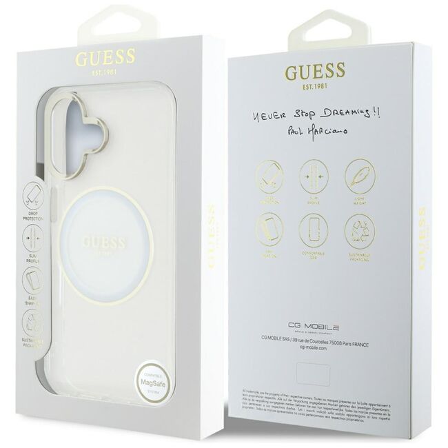 Husa premium pentru  iPhone 16 compatibila MagSafe Guess Luxury Series - Gri