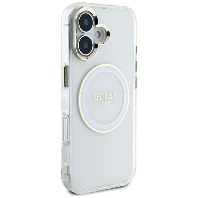 Husa premium pentru  iPhone 16 compatibila MagSafe Guess Luxury Series - Gri