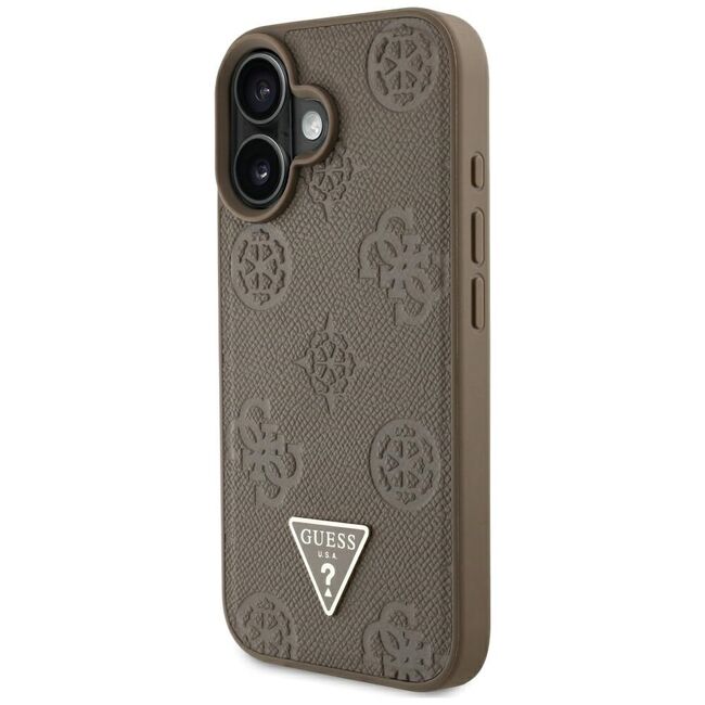 Husa premium pentru  iPhone 16 compatibila MagSafe Guess Luxury Series - Maro
