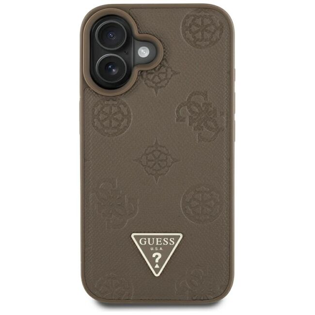 Husa premium pentru  iPhone 16 compatibila MagSafe Guess Luxury Series - Maro