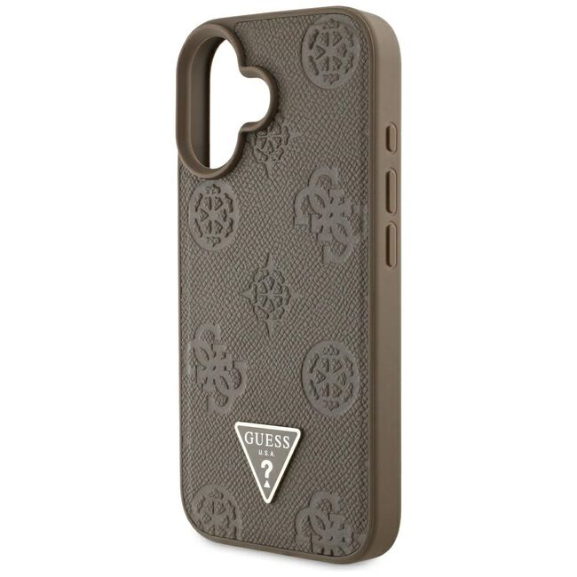 Husa premium pentru  iPhone 16 compatibila MagSafe Guess Luxury Series - Maro