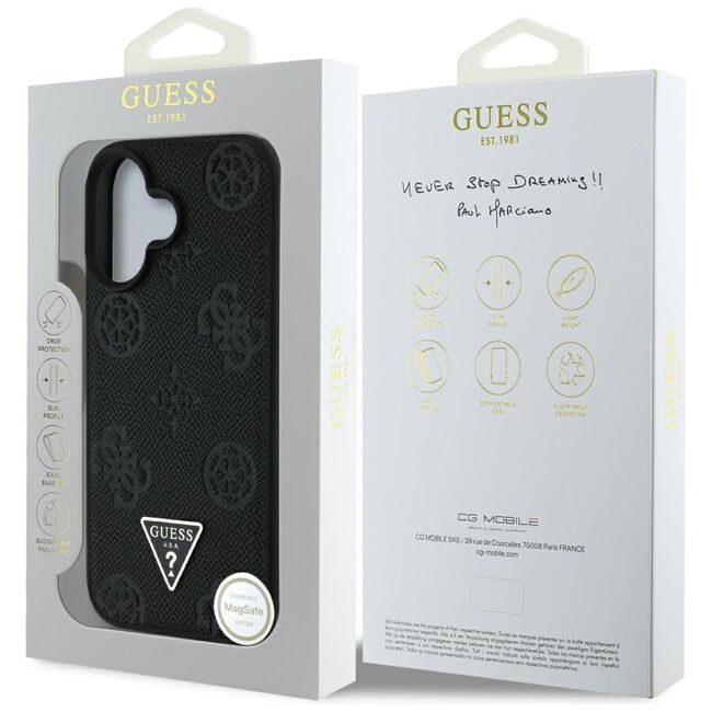 Husa premium pentru  iPhone 16 compatibila MagSafe Guess Luxury Series - Negru