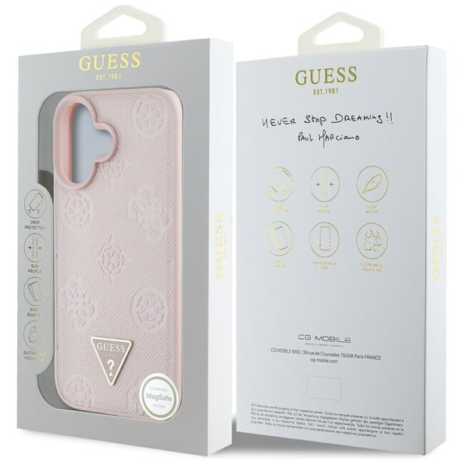 Husa premium pentru  iPhone 16 compatibila MagSafe Guess Luxury Series - Roz