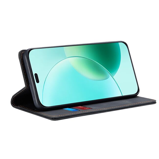 Husa tip carte pentru  Honor 400 Lite Retro Business cu inchidere magnetica, Negru royal