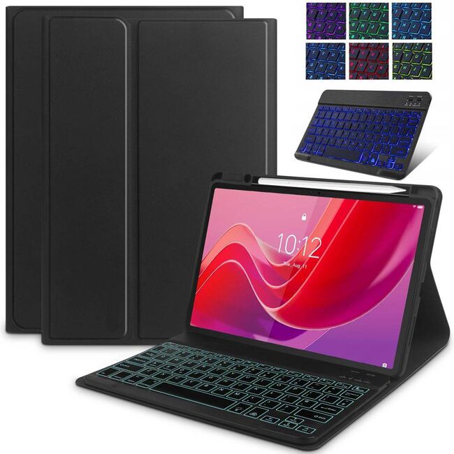 Husa cu tastatura iluminata RGB detasabila pentru Lenovo Tab M11 11 inch, negru