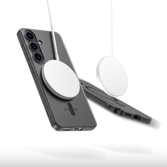Husa pentru Samsung Galaxy S25 Edge compatibila MagSafe Ultra-slim, Ghost Series, frosted - negru