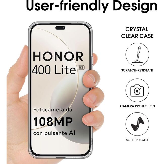 Husa pentru  Honor 400 Lite, Anti-Shock 1.5mm, cu protectie lentile, Transparent