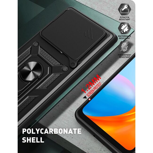 Husa pentru  Honor 400 Lite Ring Armor Kickstand Tough Rugged Cover cu protectie camera, Verde
