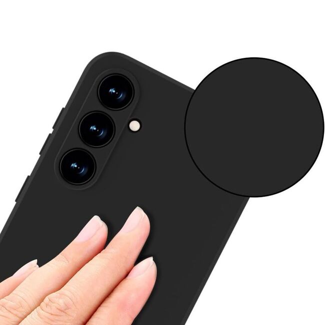 Husa pentru  Samsung Galaxy S24 FE Liquid Silicone, subțire, captusita cu microfibra, anti amprentă, protectie cameră foto, Negru