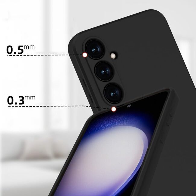 Husa pentru  Samsung Galaxy S24 FE Liquid Silicone, subțire, captusita cu microfibra, anti amprentă, protectie cameră foto, Negru
