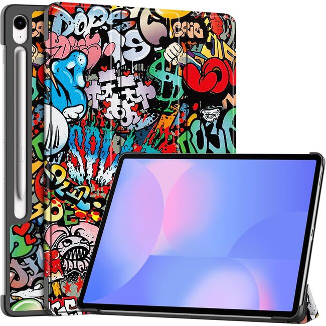 Husa pentru  Samsung Galaxy Tab S10 FE+ Plus 13.1 inch tip stand functie sleep/wake-up, protectie 360 - Graffiti