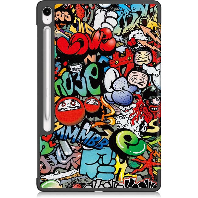 Husa pentru  Samsung Galaxy Tab S10 FE+ Plus 13.1 inch tip stand functie sleep/wake-up, protectie 360 - Graffiti