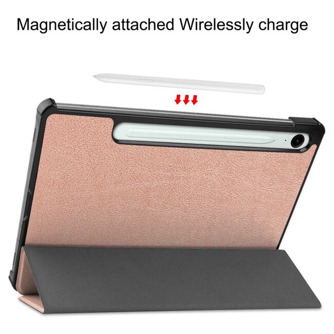Husa pentru  Samsung Galaxy Tab S10 FE+ Plus 13.1 inch tip stand functie sleep/wake-up, protectie 360 - Roz