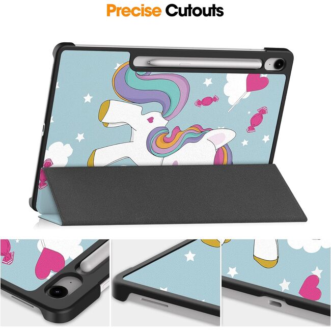 Husa pentru  Samsung Galaxy Tab S10 FE+ Plus 13.1 inch tip stand functie sleep/wake-up, protectie 360 - Unicorn