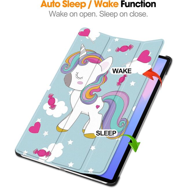 Husa pentru  Samsung Galaxy Tab S10 FE+ Plus 13.1 inch tip stand functie sleep/wake-up, protectie 360 - Unicorn