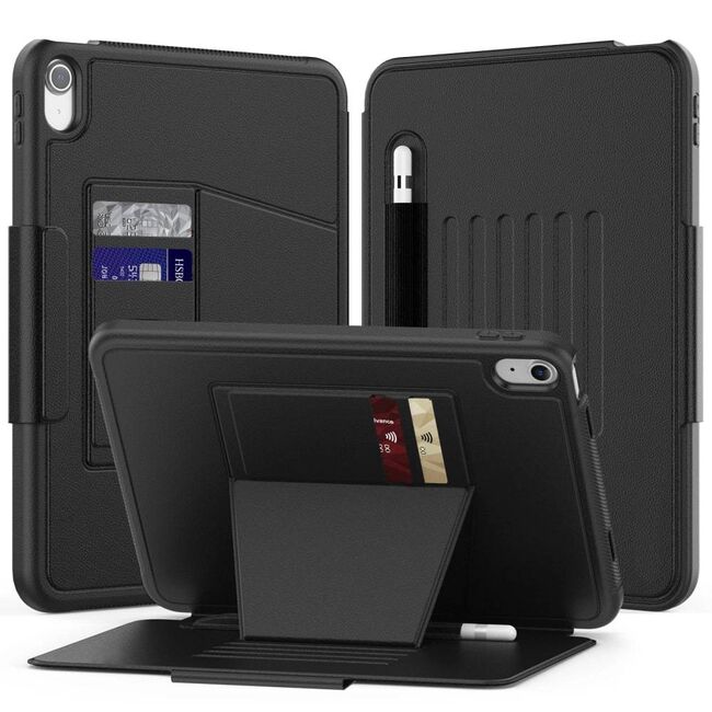 Husa pentru iPad 11 2025 Business 360 protection, cu Suport Multi-View, Slot pentru Apple Pencil si funcție sleep/Wake-up, negru