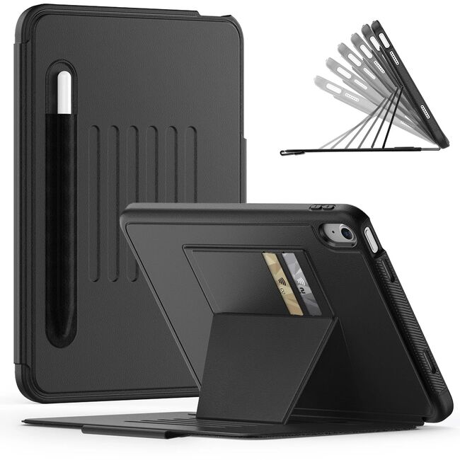 Husa pentru iPad 11 2025 Business 360 protection, cu Suport Multi-View, Slot pentru Apple Pencil si funcție sleep/Wake-up, negru