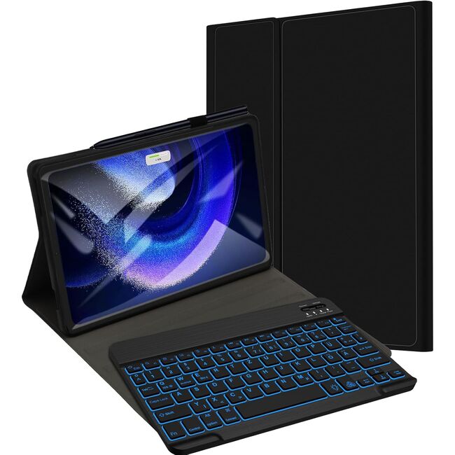 Husa cu tastatura iluminata RGB detasabila pentru Xiaomi Pad 6, Pad 6 Pro, negru