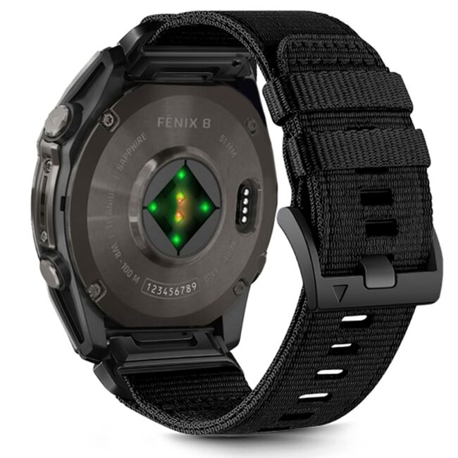 Curea pentru Garmin Fenix 5/ 5 Plus 6/ 6 Pro/ 7 / Forerunner 935/ 945/ 955/ Approach S60/ S62 22 mm Quickfit din nailon durabil - Negru