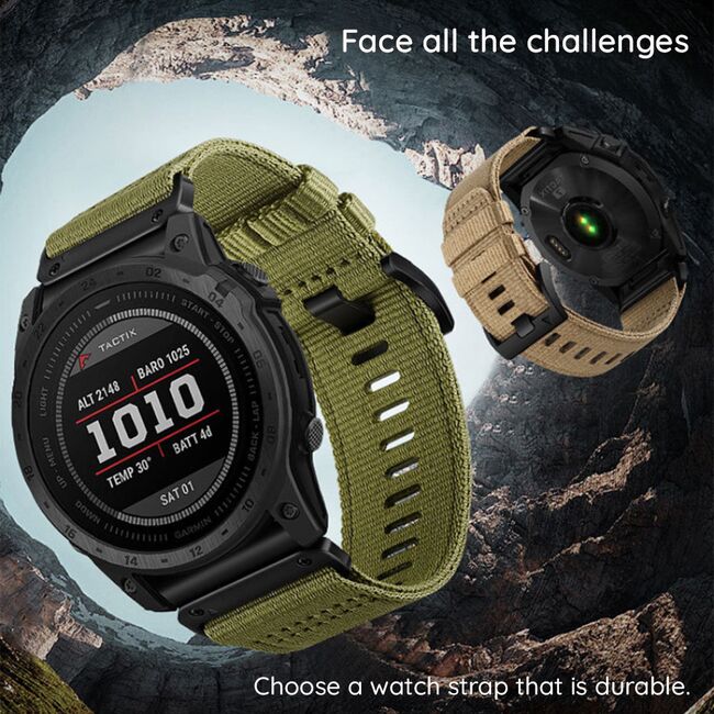 Curea pentru Garmin Fenix 5/ 5 Plus 6/ 6 Pro/ 7 / Forerunner 935/ 945/ 955/ Approach S60/ S62 22 mm Quickfit din nailon durabil - Portocaliu