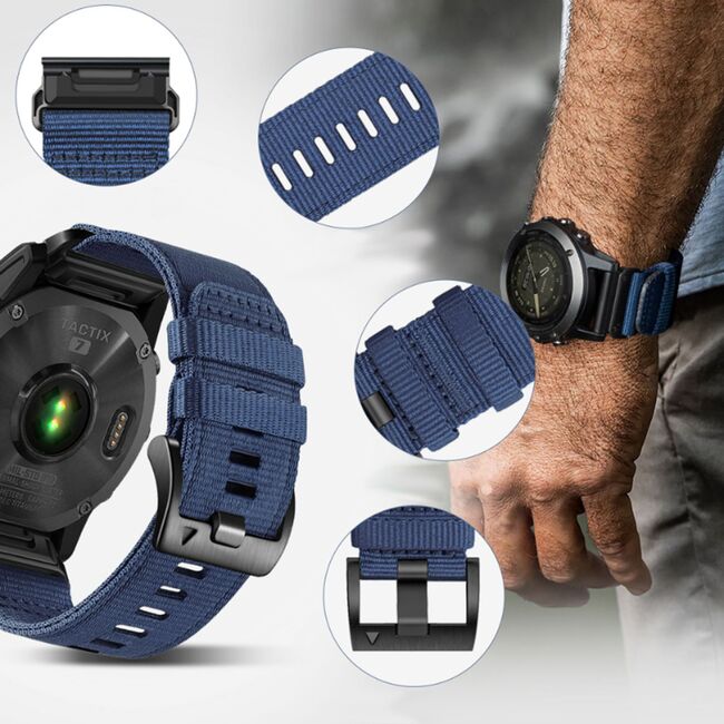 Curea pentru Garmin Fenix 5/ 5 Plus 6/ 6 Pro/ 7 / Forerunner 935/ 945/ 955/ Approach S60/ S62 22 mm Quickfit din nailon durabil - Verde deschis