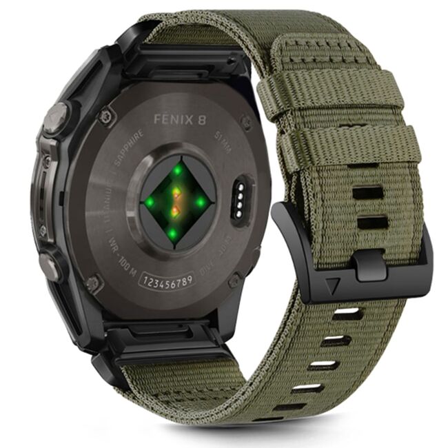 Curea pentru Garmin Fenix 5/ 5 Plus 6/ 6 Pro/ 7 / Forerunner 935/ 945/ 955/ Approach S60/ S62 22 mm Quickfit din nailon durabil - Verde deschis