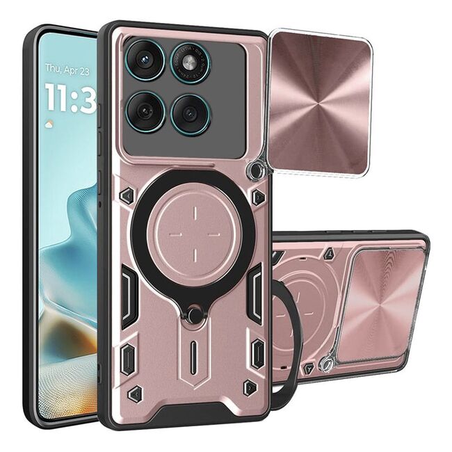 Husa pentru  Motorola Edge 60 Fusion cu protecție pentru cameră și suport magnetic integrat Ring Shockproof, Roz