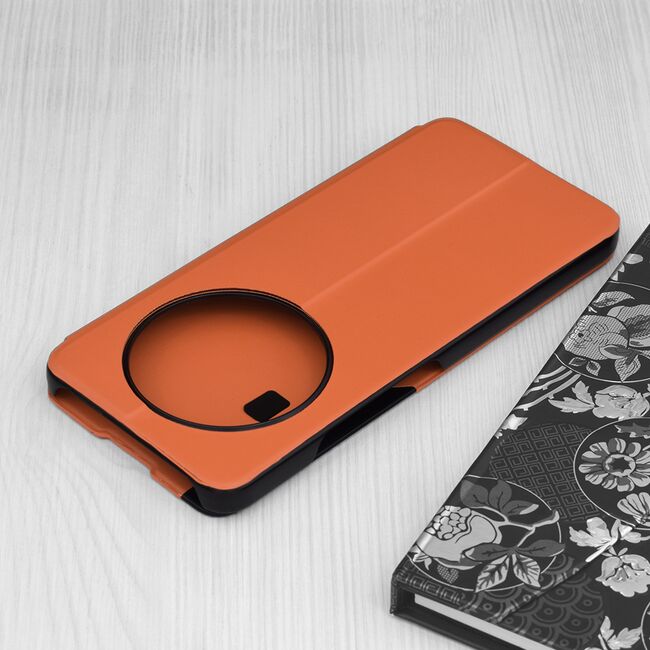 Husa pentru  Xiaomi Redmi 14C tip carte, Smart View, Portocaliu