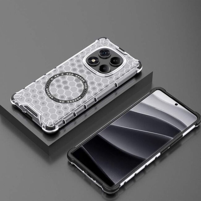 Husa pentru  Xiaomi Redmi Note 14 Pro+ Plus Cyber Shield Bumper, Compatibila MagSafe, Antishock reinforced corners si margini intarite - Clear