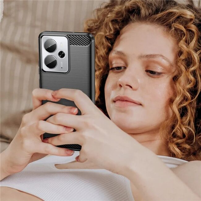 Husa pentru Realme 14 / 14T Carbon Liquid Silicone, Negru denim