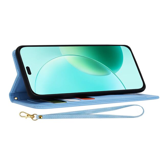 Husa tip carte pentru  Honor 400 Lite, functie stand si port carduri, Albastru