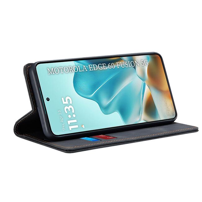 Husa tip carte pentru  Motorola Edge 60 Fusion Retro Business cu inchidere magnetica, Negru